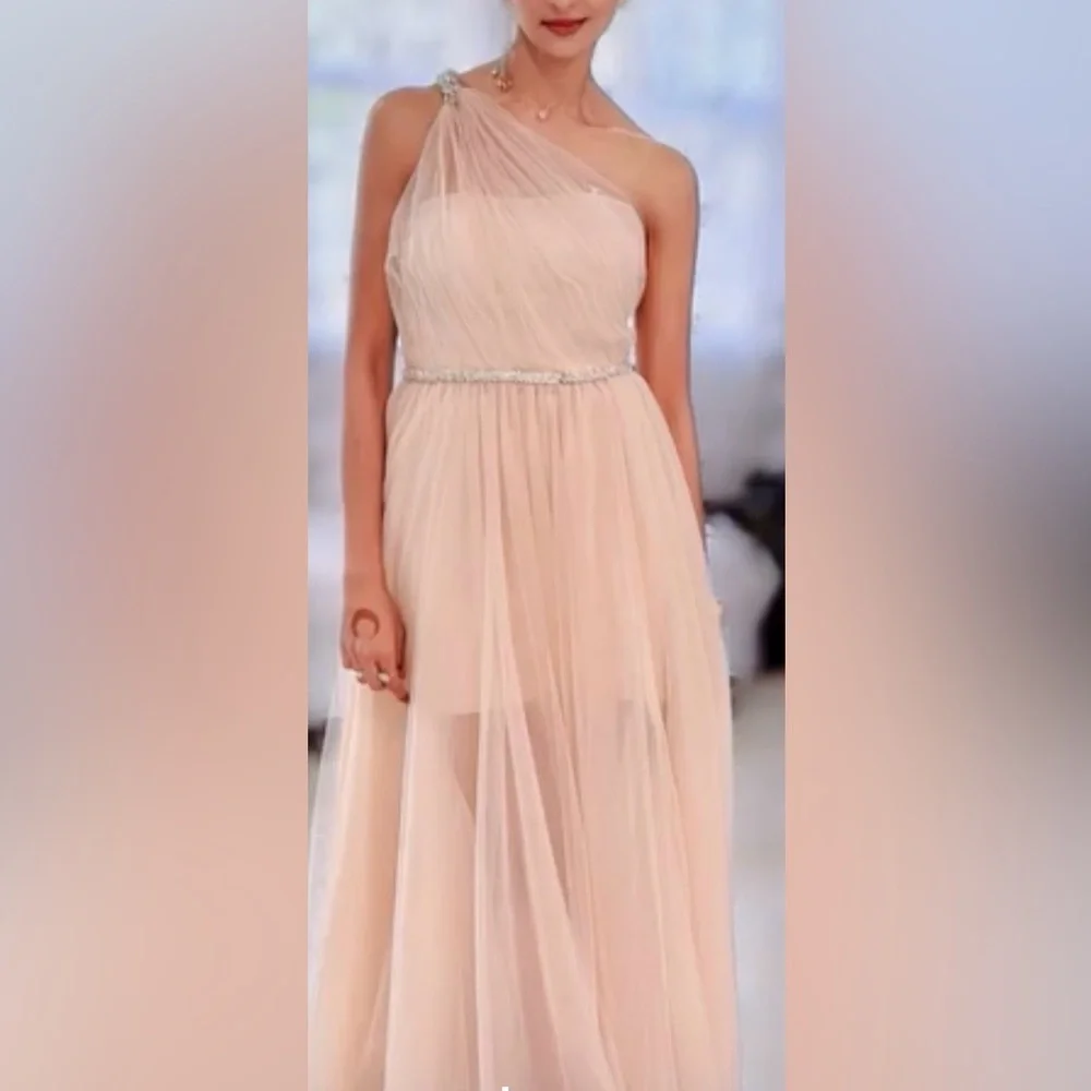 Mark Zunino one-shoulder dress, draped tulle w/ crystal waist & strap. Prom. 13 - Picture 2 of 16